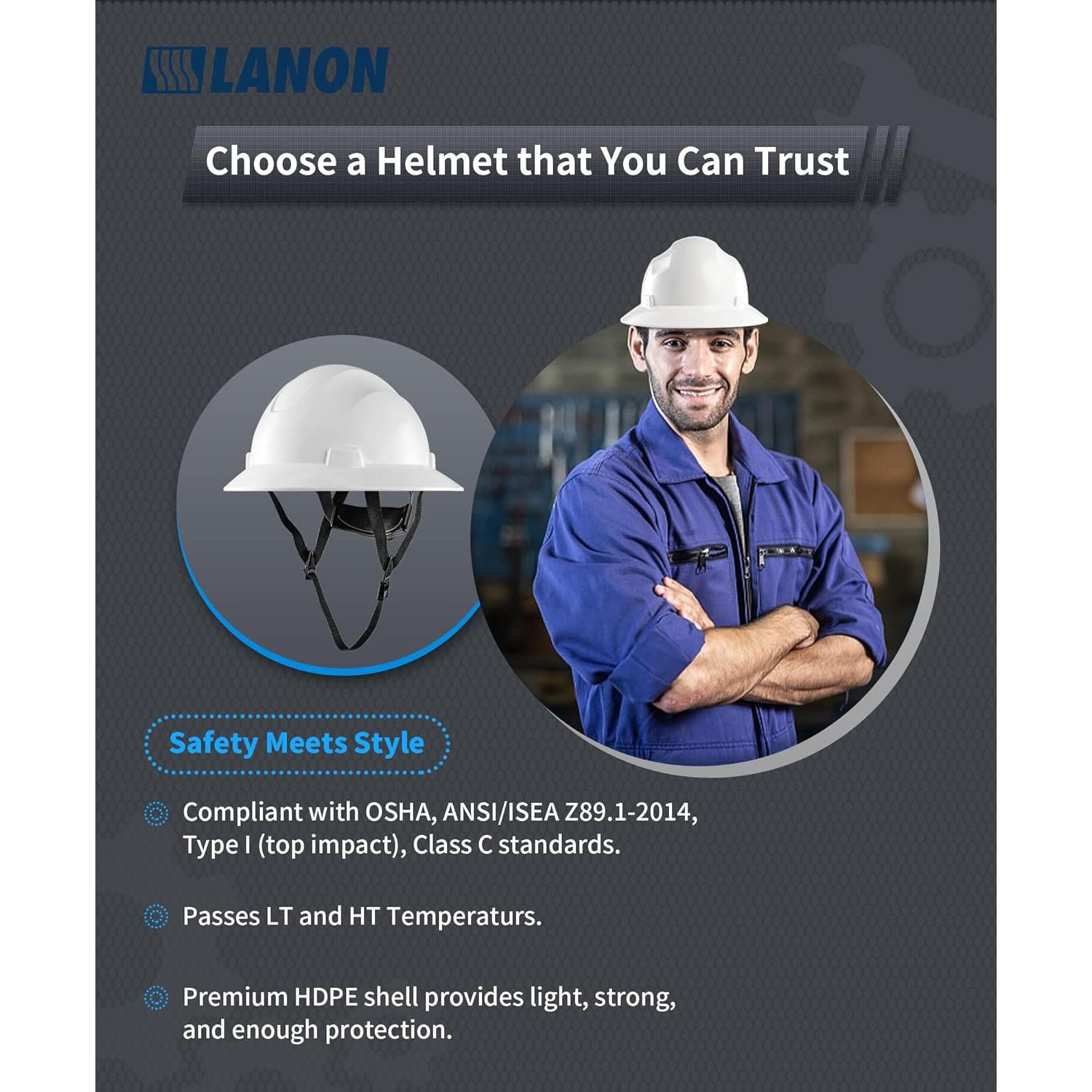 Casco de Seguridad LANON LH600WH Blanco HDPE Ajustable