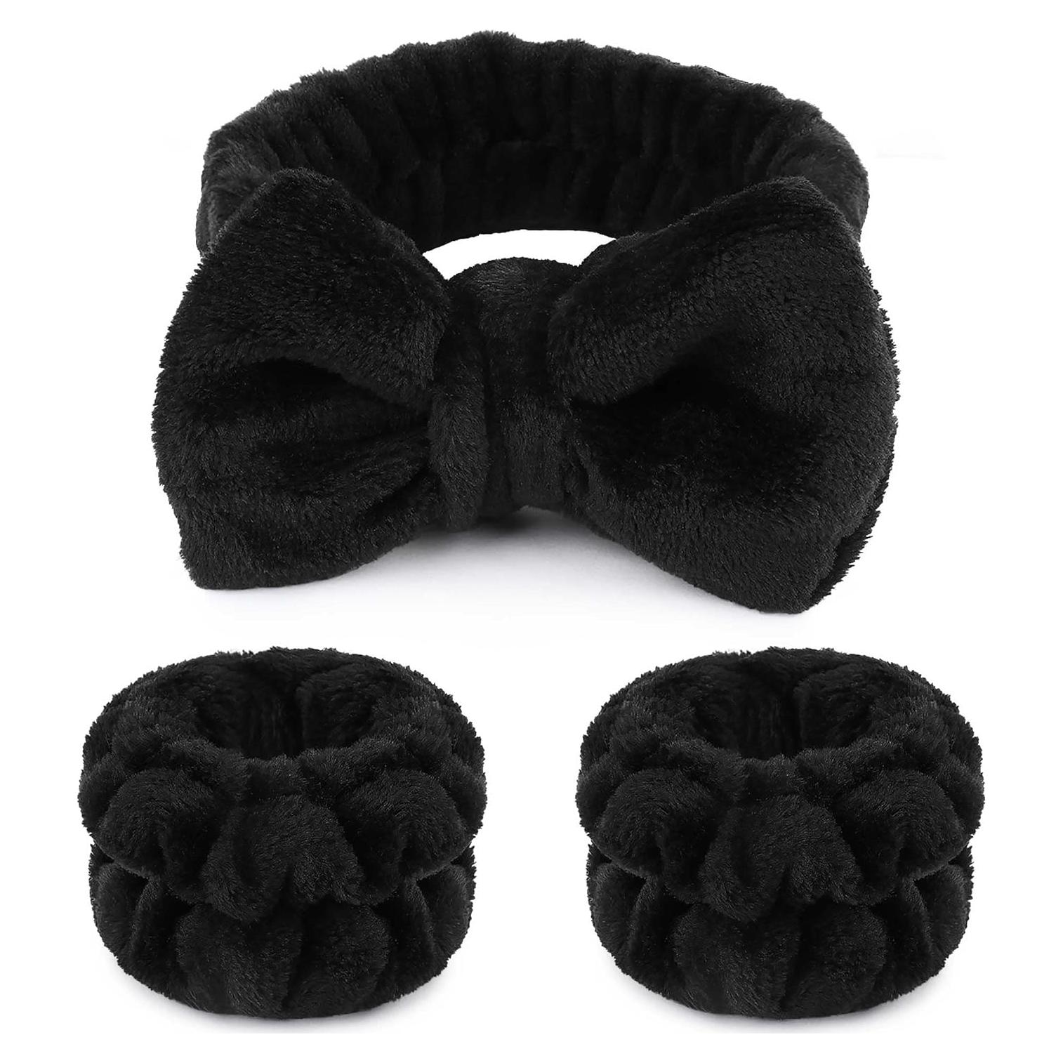 Diadema de Spa WSYUB Negra con Lazo + 2 Bandas de Muñeca