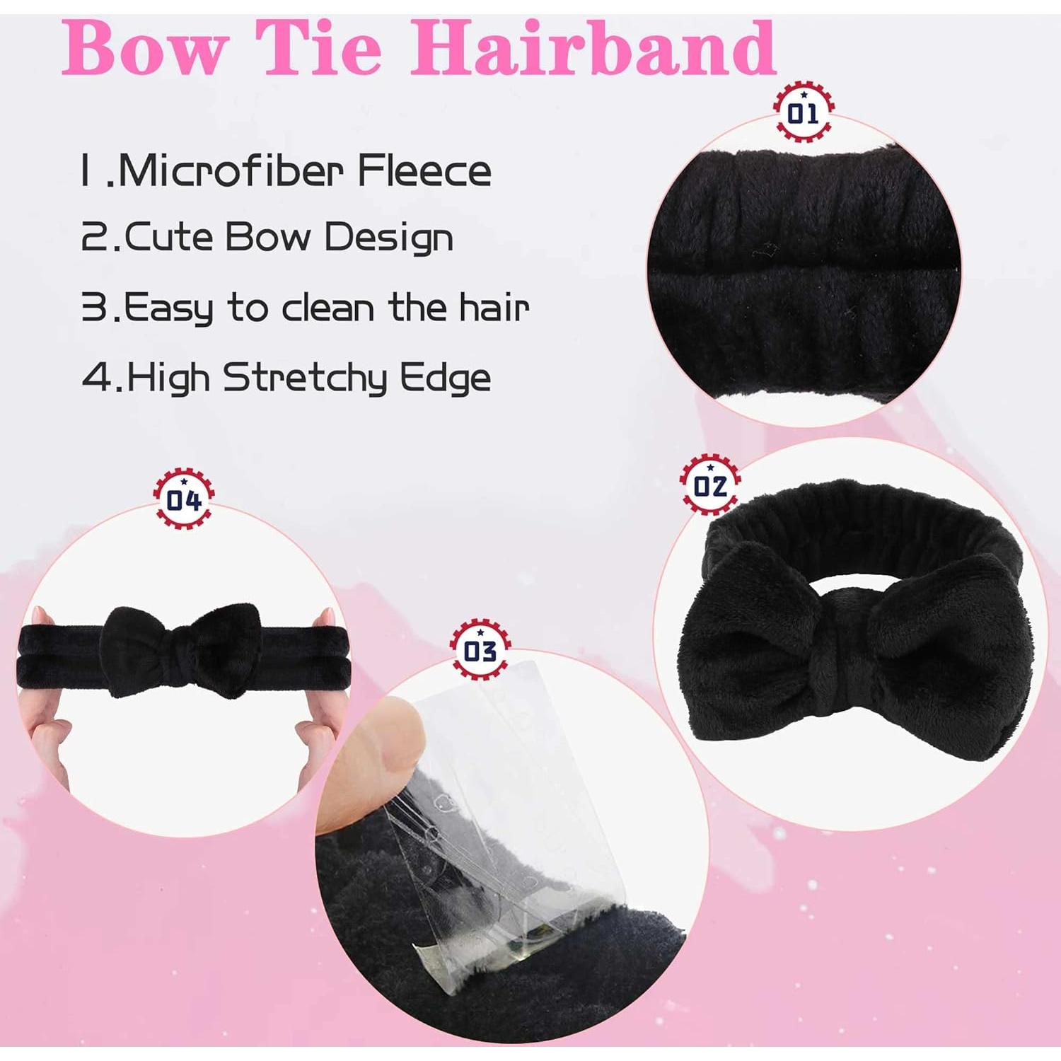 Diadema de Spa WSYUB Negra con Lazo + 2 Bandas de Muñeca