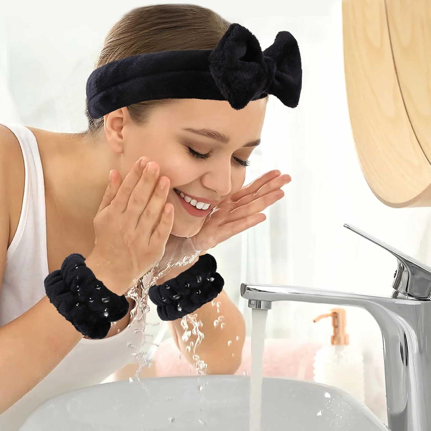 Diadema de Spa WSYUB Negra con Lazo + 2 Bandas de Muñeca