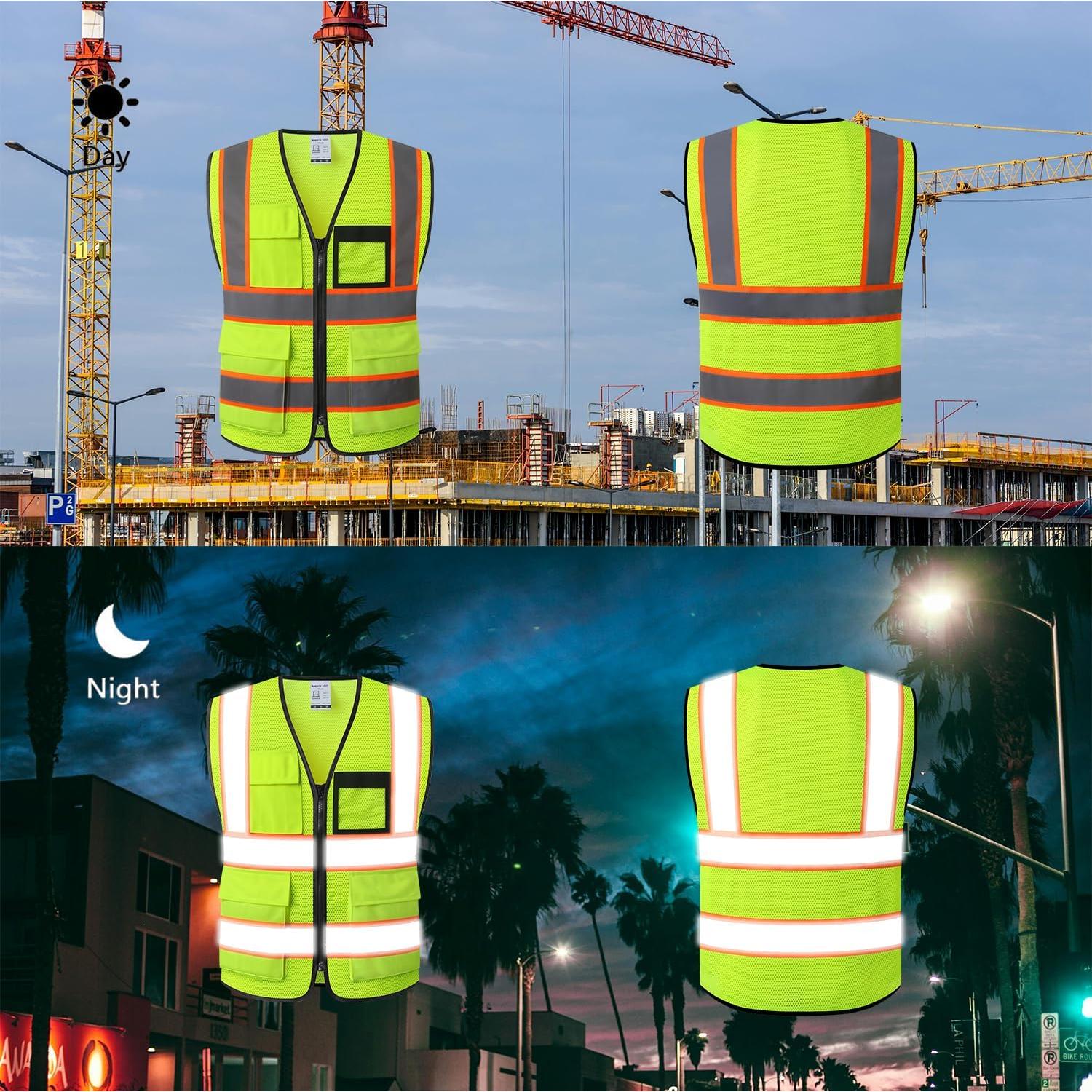 Chaleco de Seguridad HATAUNKI Amarillo Mediano 8 Bolsillos