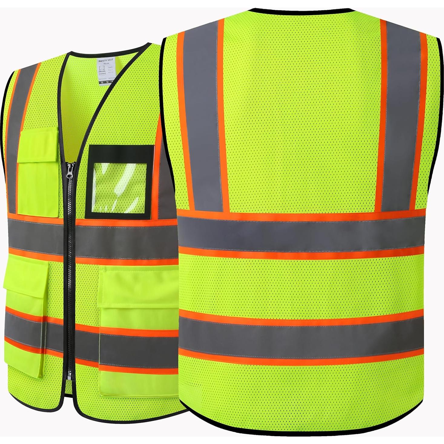 Chaleco de Seguridad HATAUNKI Amarillo Mediano 8 Bolsillos