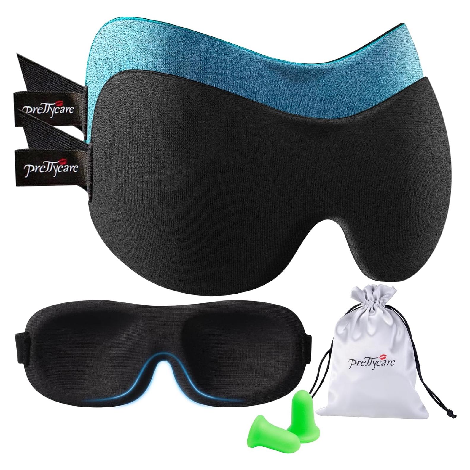 Máscara de Sueño 3D PrettyCare con Tapones y Bolsa de Viaje