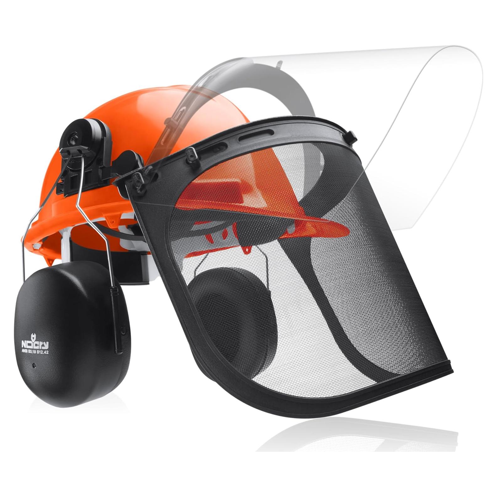 Casco Industrial NoCry NC-FH-6N1 Naranja con Visera y Audífonos