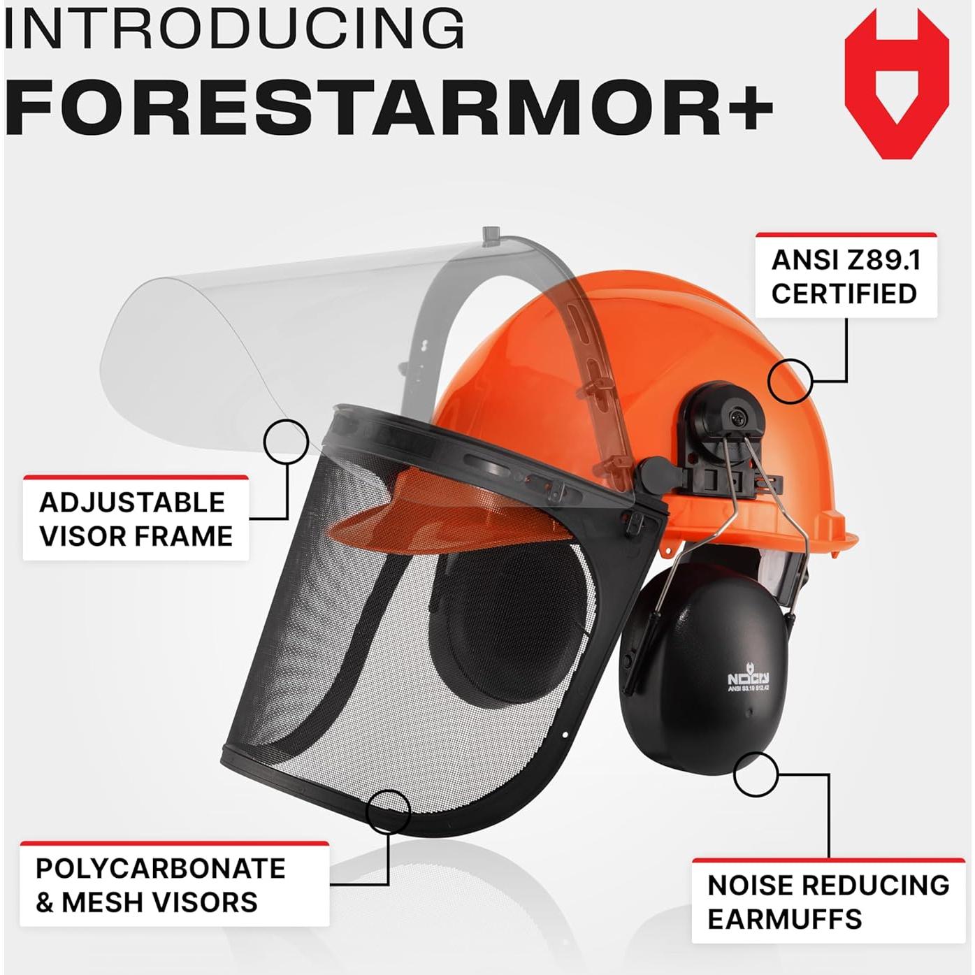 Casco Industrial NoCry NC-FH-6N1 Naranja con Visera y Audífonos