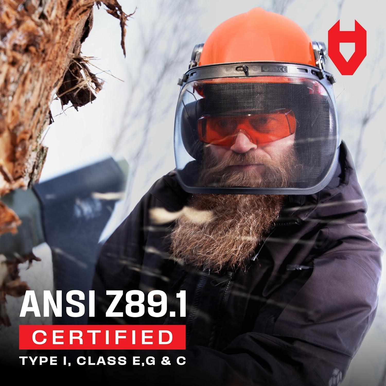 Casco Industrial NoCry NC-FH-6N1 Naranja con Visera y Audífonos