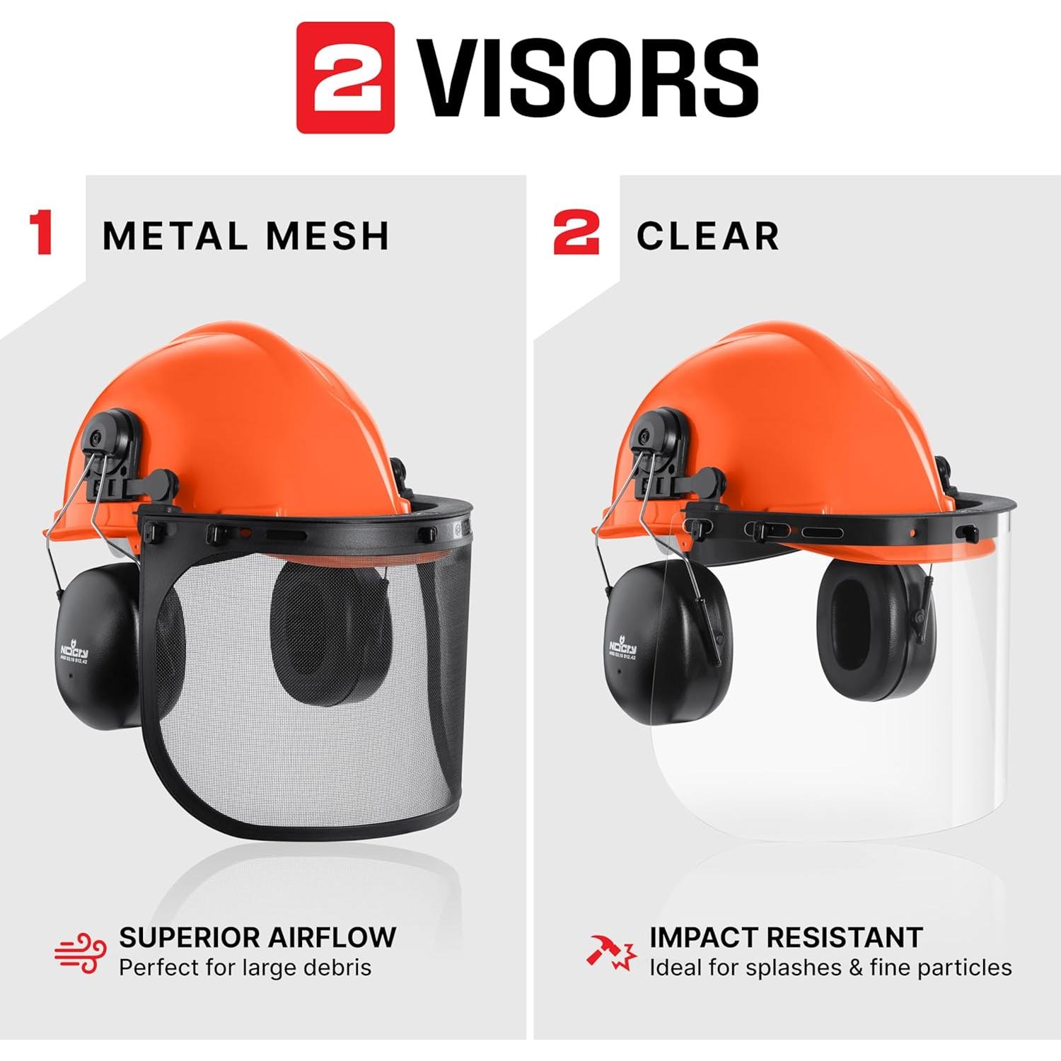 Casco Industrial NoCry NC-FH-6N1 Naranja con Visera y Audífonos