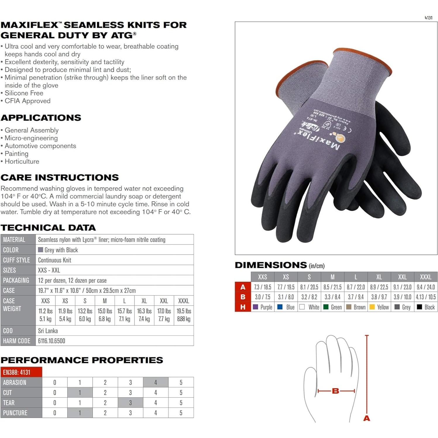 Guantes de Trabajo MaxiFlex 34-874 Nitrilo Mediano 12 Pares