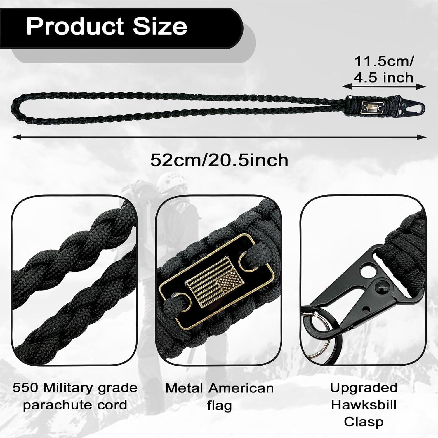 Lanyard de Paracord Negro DDOUT x2 para Identificación