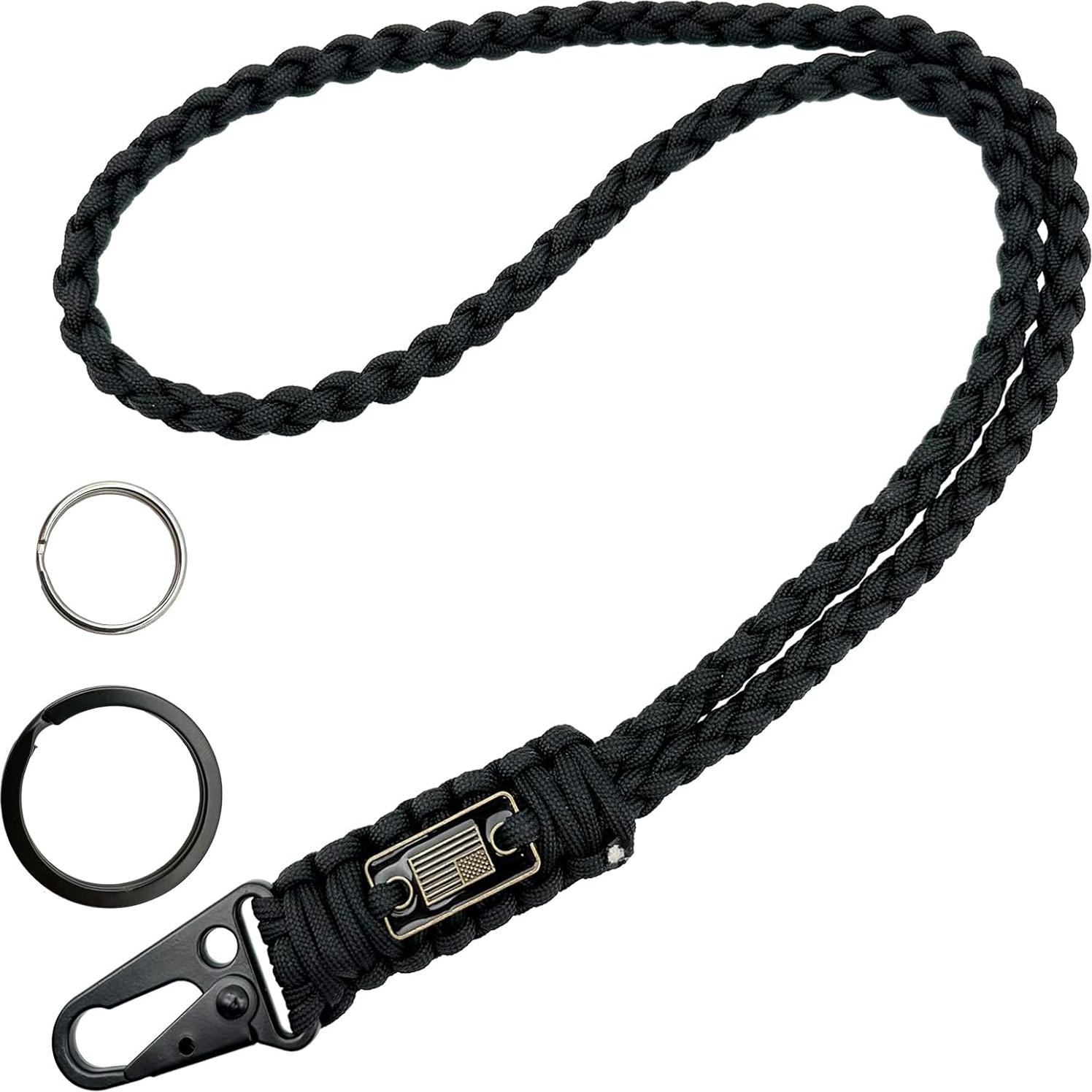 Lanyard de Paracord Negro DDOUT x2 para Identificación