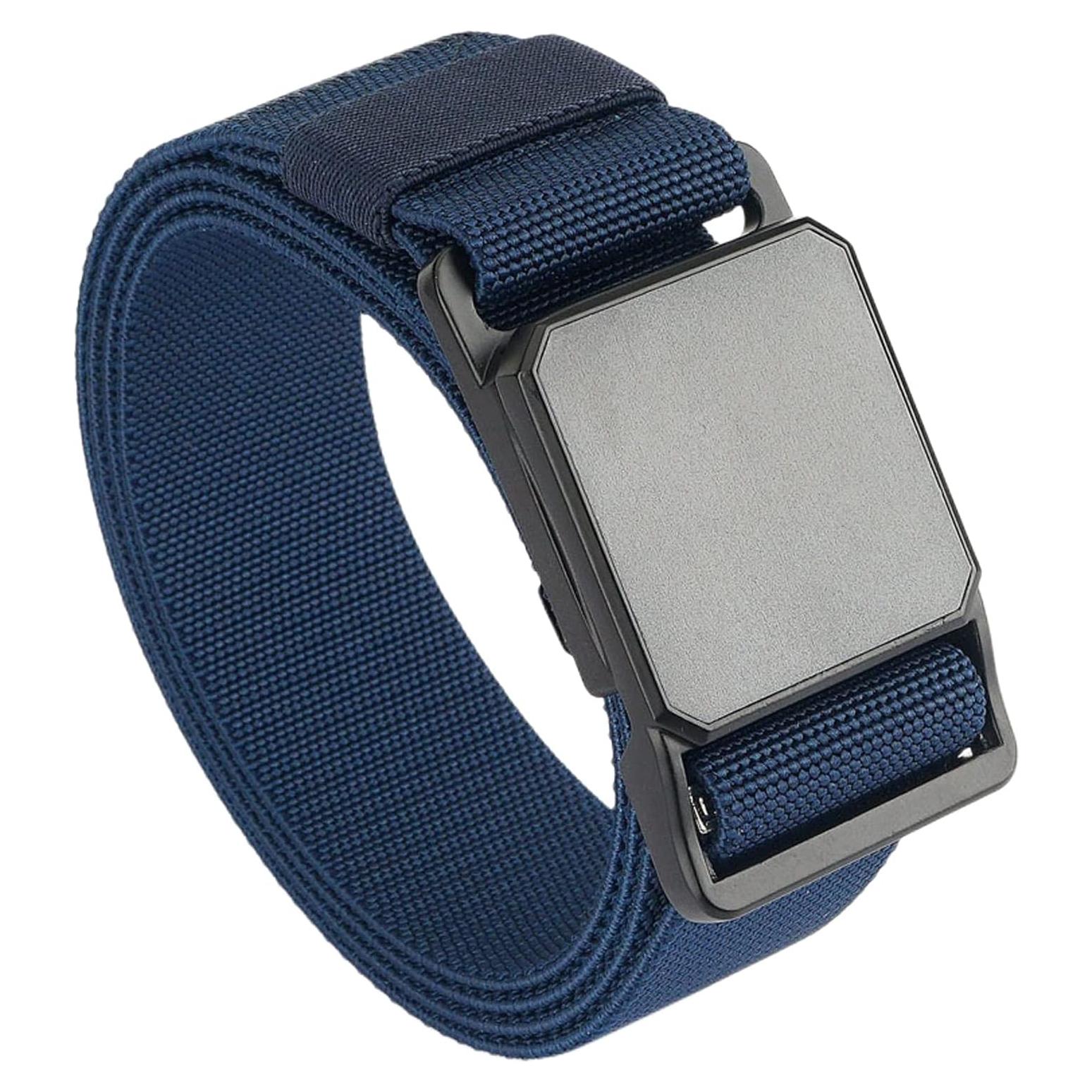 Cinturón Elástico Táctico Hombre Hebilla Magnética Azul 3,81 cm