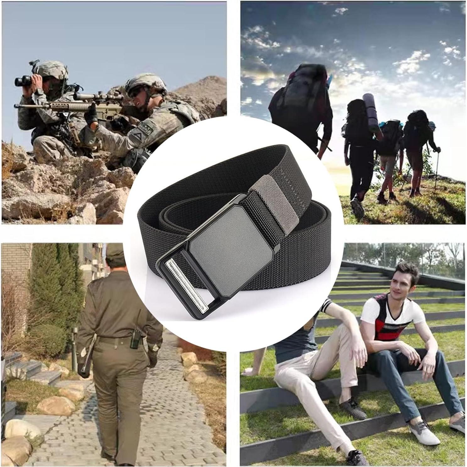 Cinturón Elástico Táctico Hombre Hebilla Magnética Azul 3,81 cm