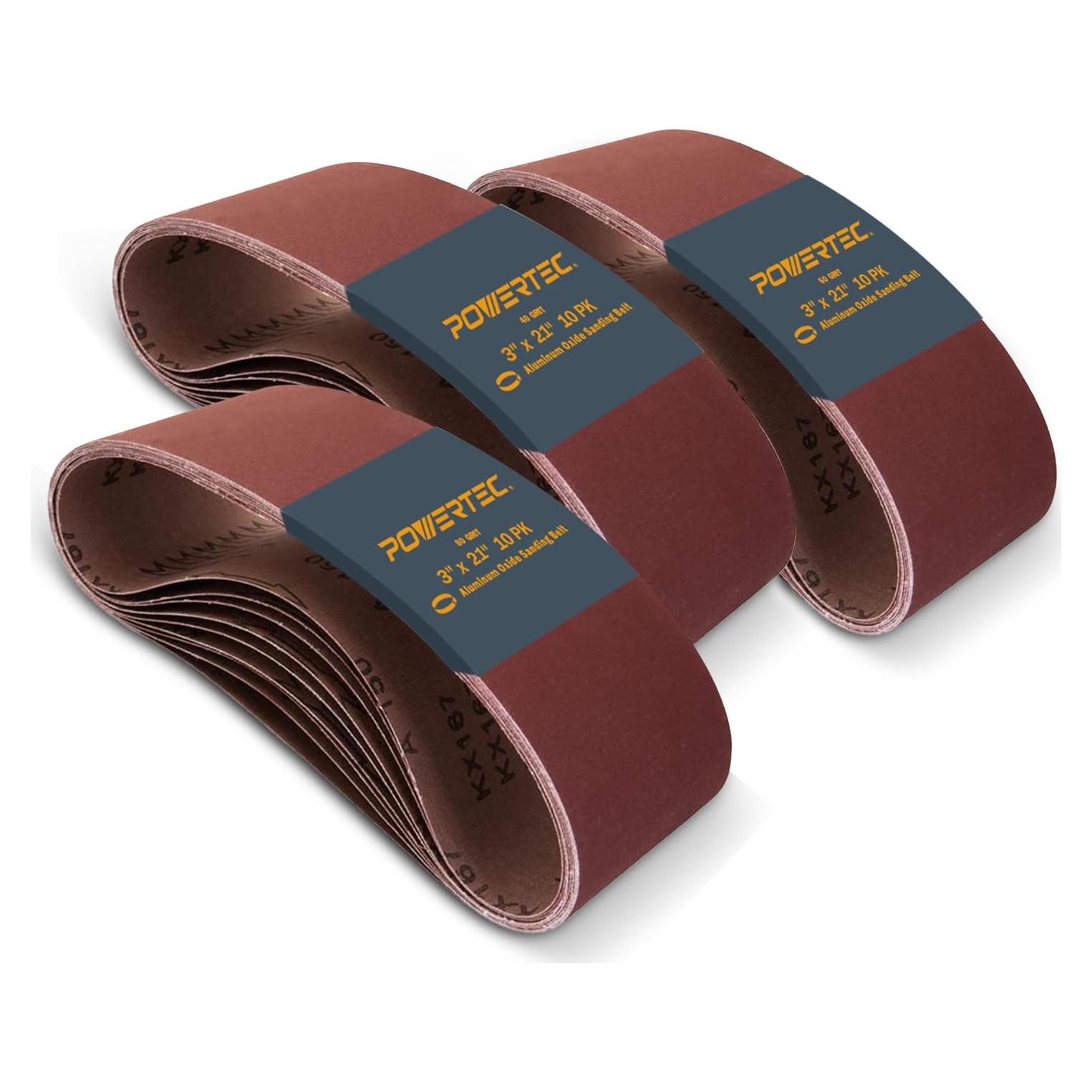 Cintas de Lijado POWERTEC 3x21" 30PK Granos 40/60/80