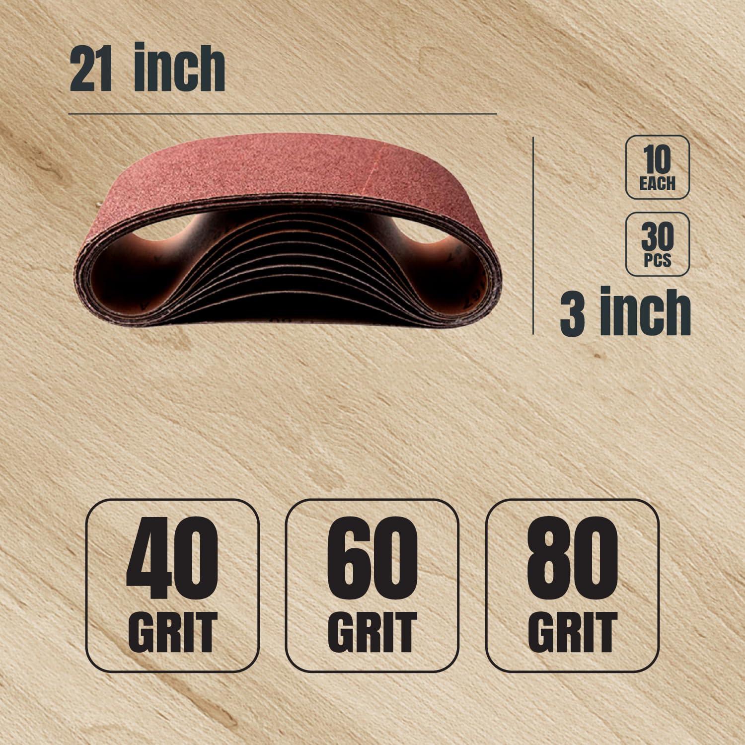 Cintas de Lijado POWERTEC 3x21" 30PK Granos 40/60/80