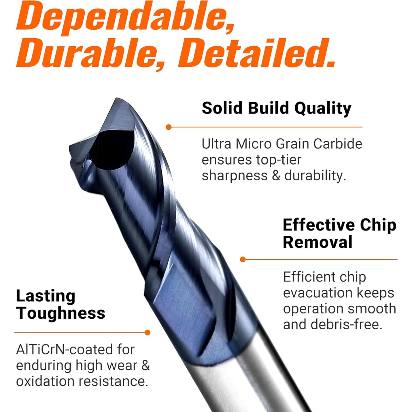 Fresa de Carburo ACCUCUT I2KES 1/8" para Aluminio y Acero