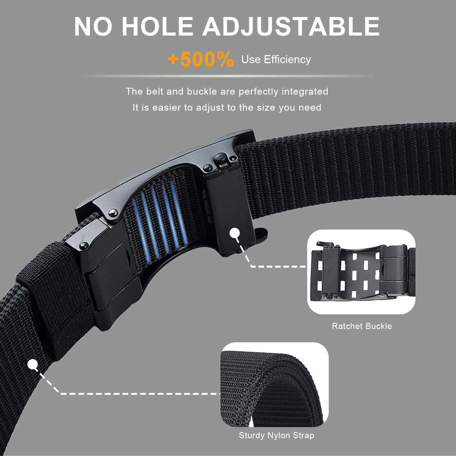 Cinturón Ratchet Nylon Ajustable Hombre 71-86 cm Negro