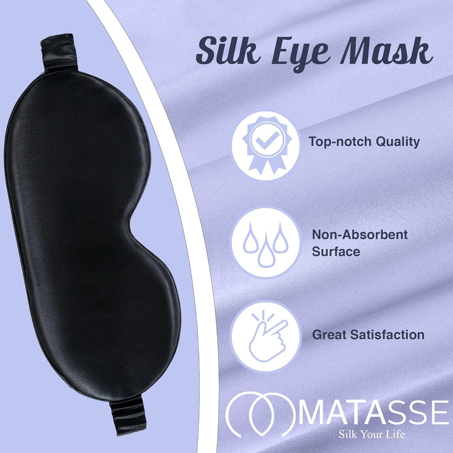 Máscara de Ojos de Seda MATASSE 3D Ajustable para Dormir - Negro