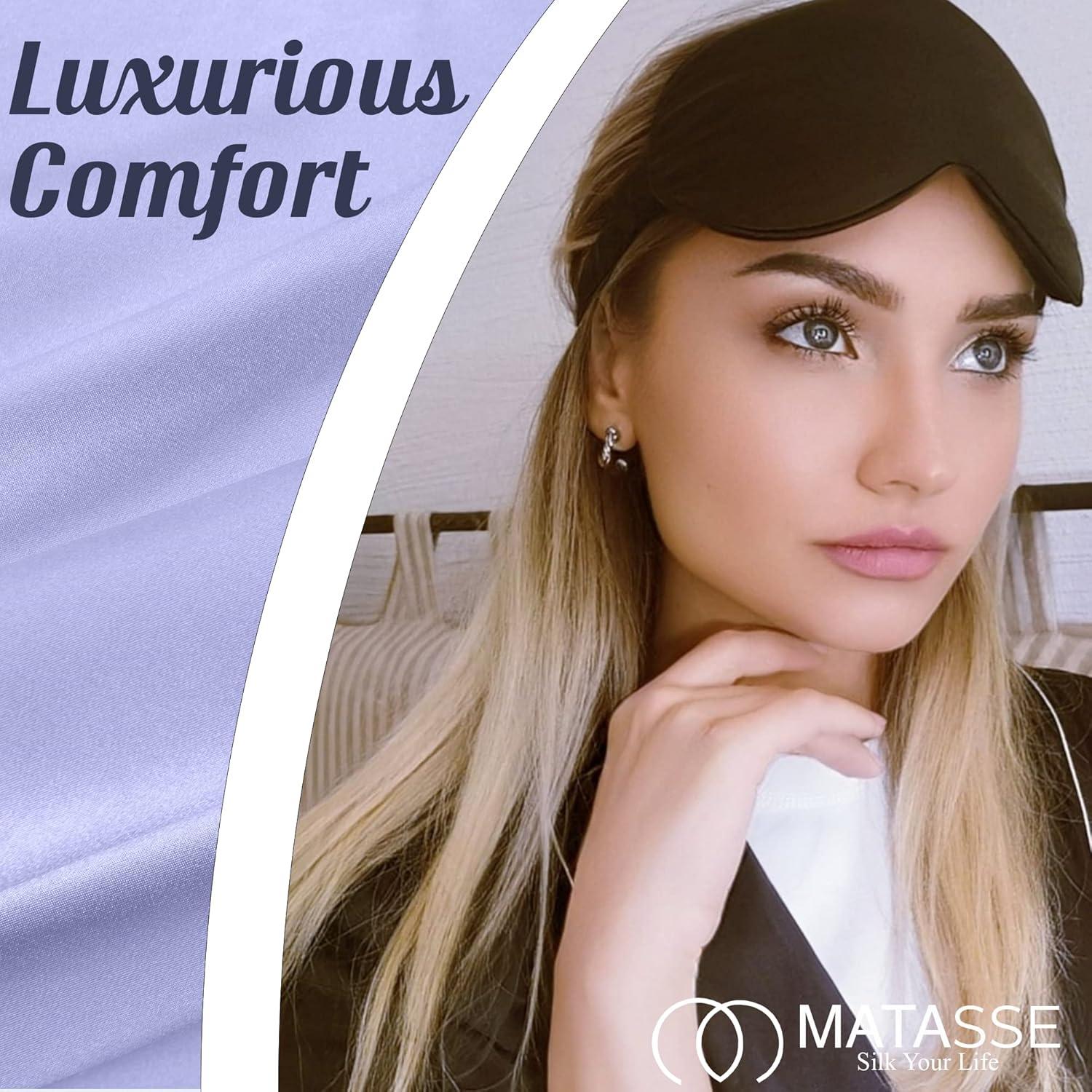 Máscara de Ojos de Seda MATASSE 3D Ajustable para Dormir - Negro