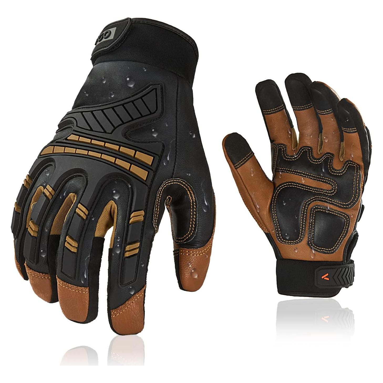 Guantes Mecánicos Vgo de Cuero Marrón Talla M Anti-Vibración