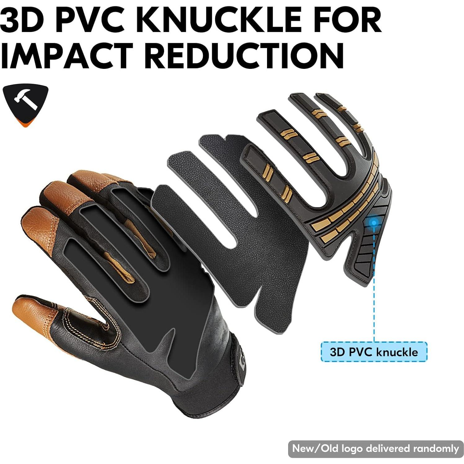 Guantes Mecánicos Vgo de Cuero Marrón Talla M Anti-Vibración