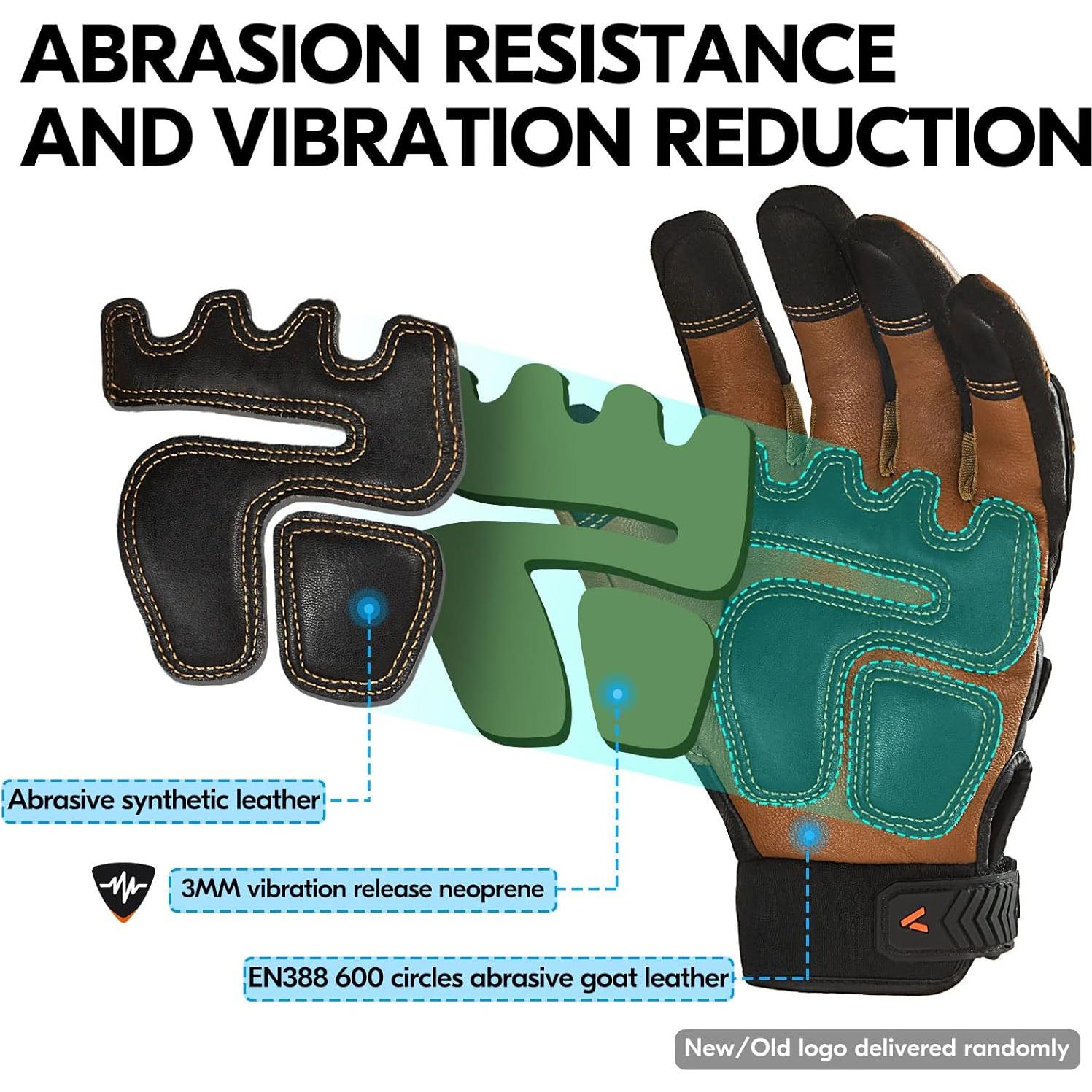 Guantes Mecánicos Vgo de Cuero Marrón Talla M Anti-Vibración