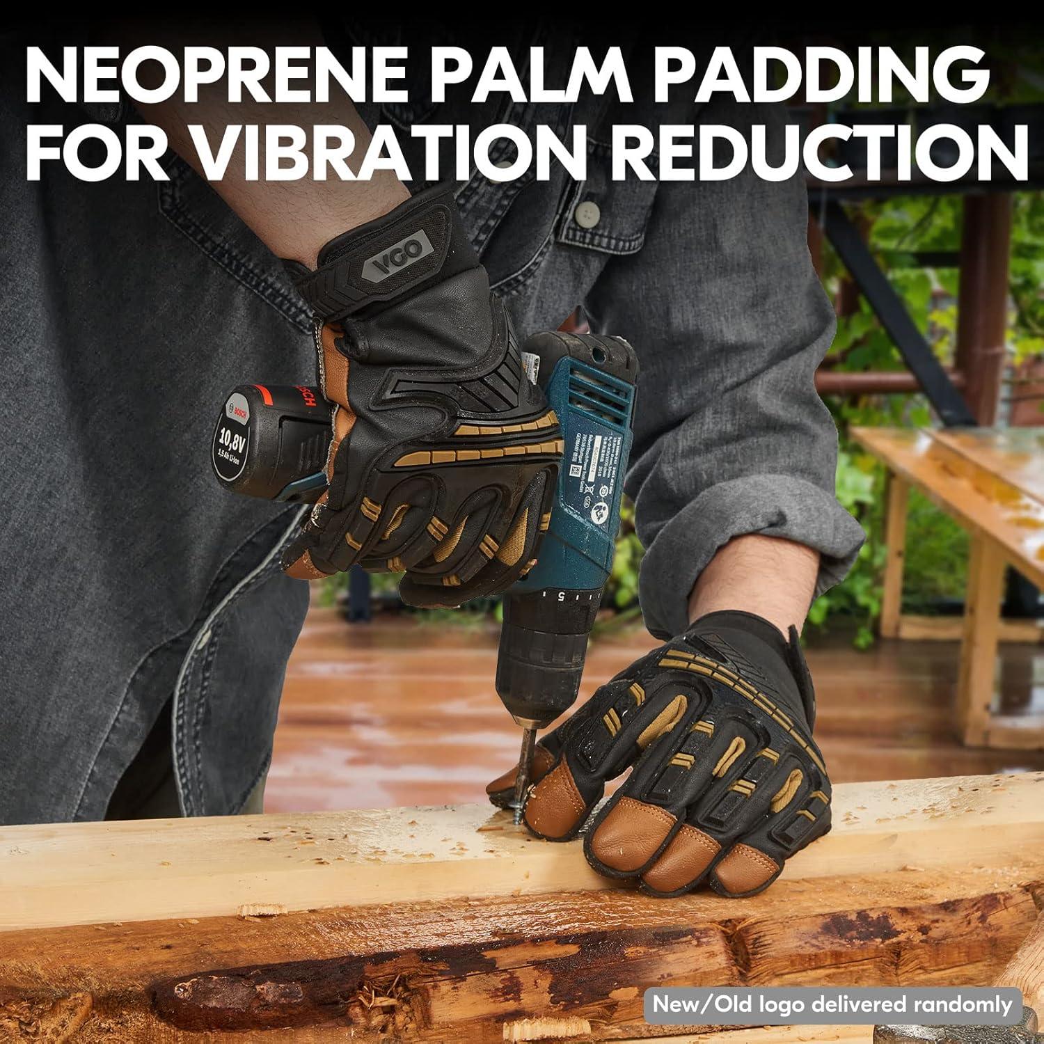 Guantes Mecánicos Vgo de Cuero Marrón Talla M Anti-Vibración