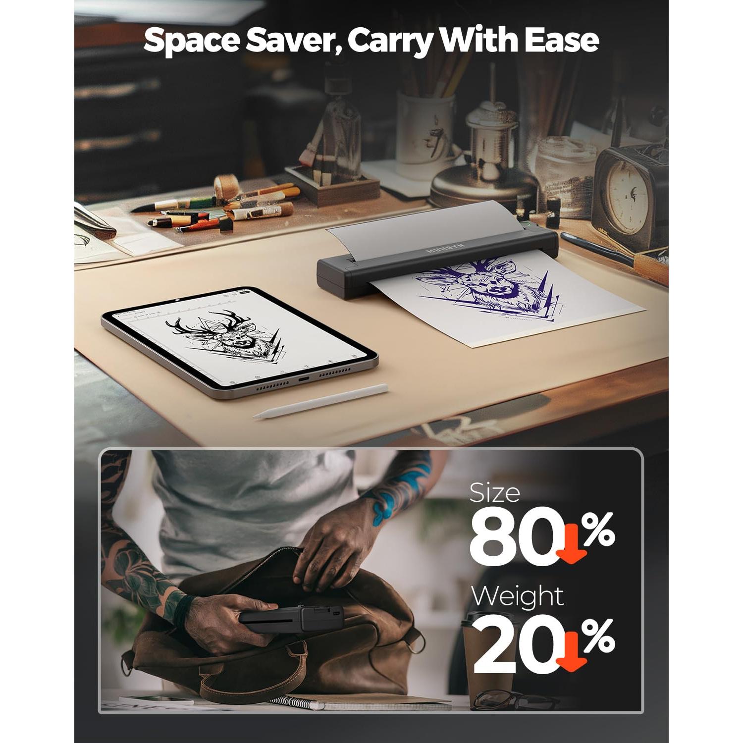 Impresora de Plantillas de Tatuaje MUNBYN ITP05 Inalámbrica