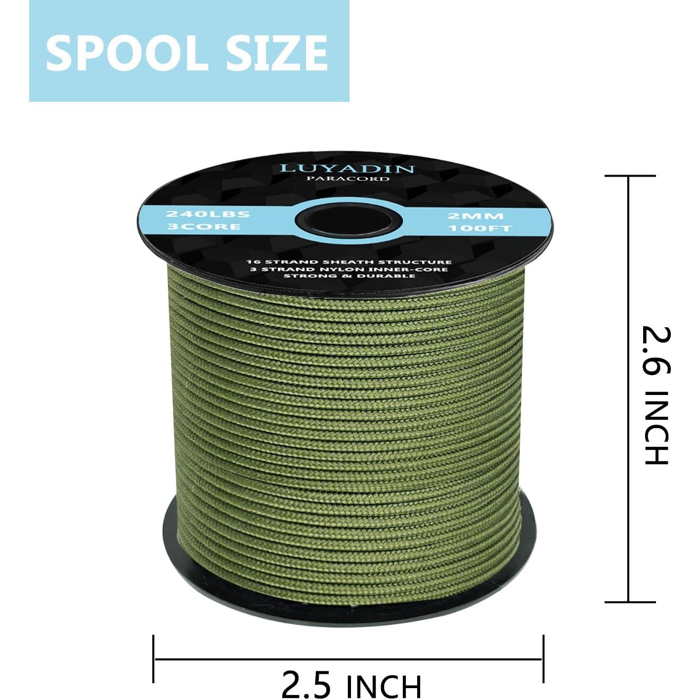 Cuerda Paracord 240lb 30.48m Verde Militar Nylon 2mm