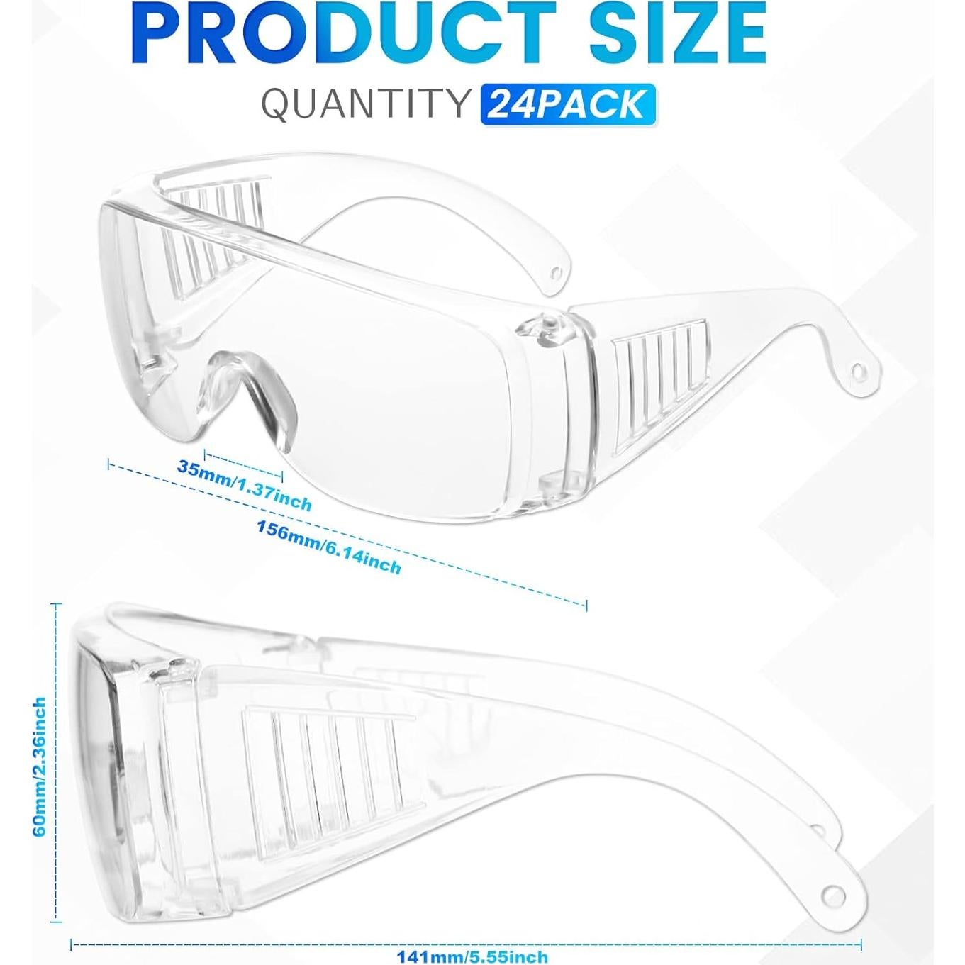 Gafas de Seguridad Claras WFEANG Paquete de 24 Ligeras