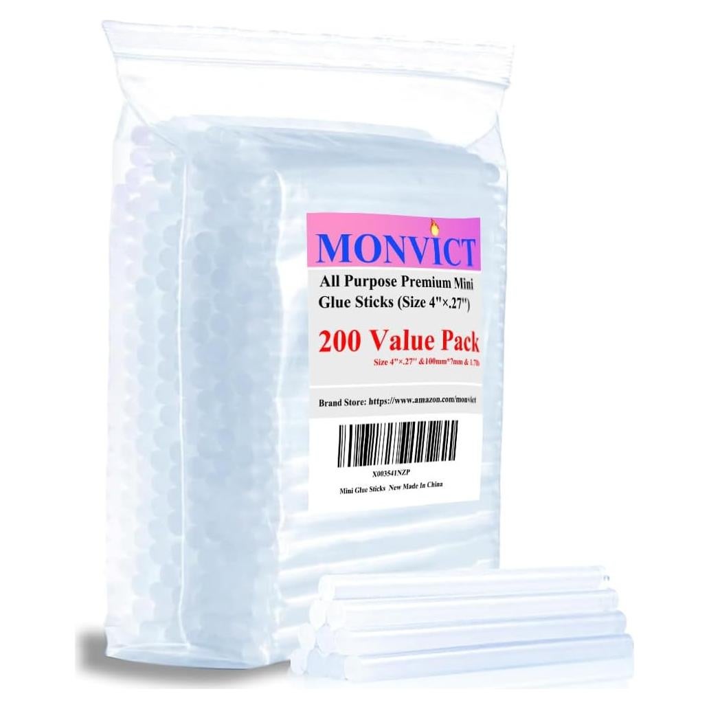 Palitos de Pegamento Caliente MONVICT 200 Unidades 10.16 cm