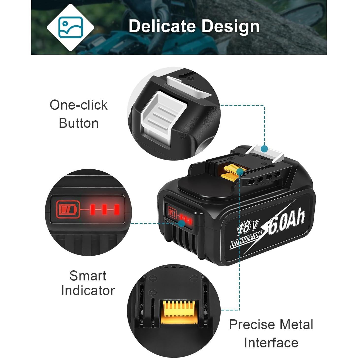 Batería Amityke 18V 6.0Ah para Makita - 4 Pack Reemplazo