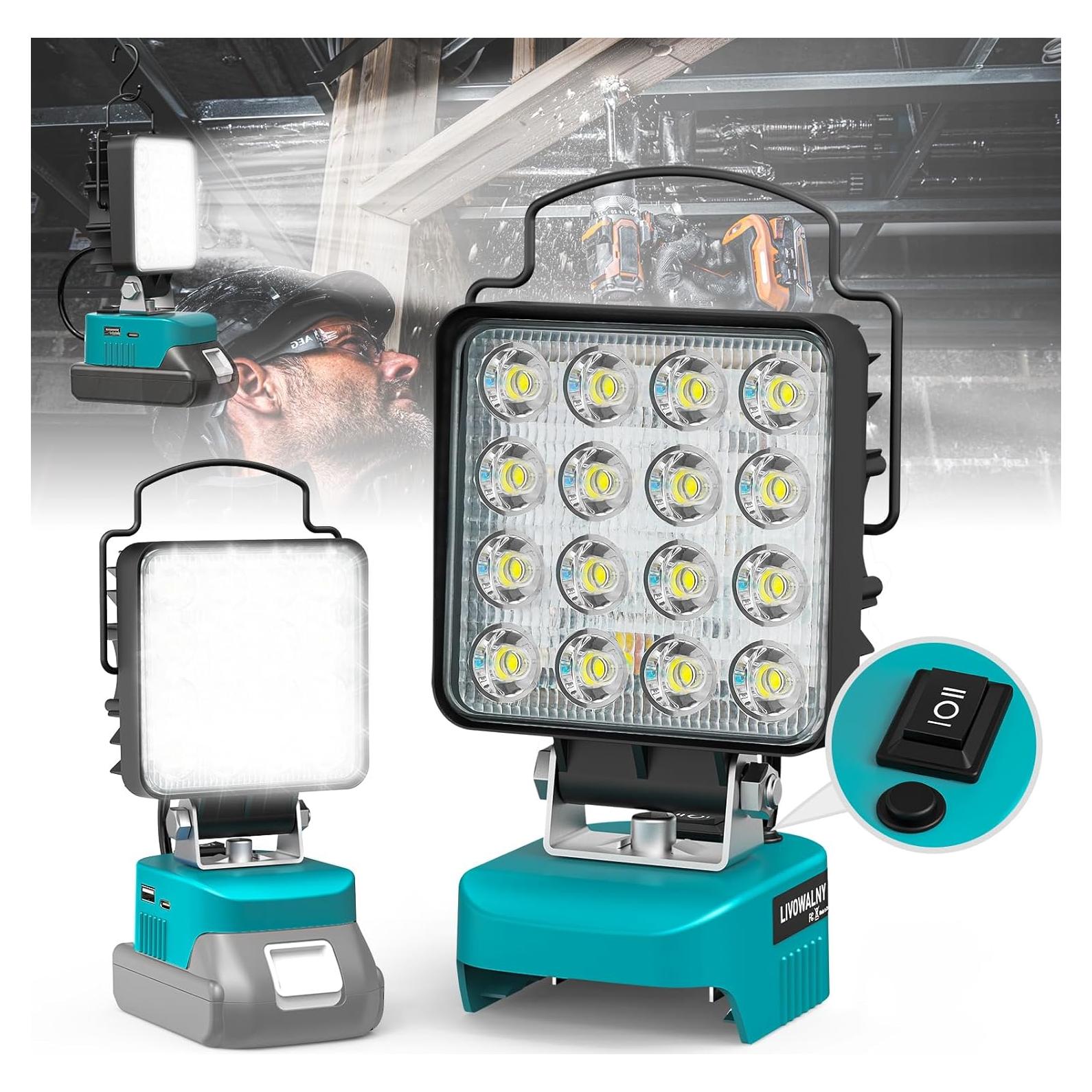 Linterna LED 48W LIVOWALNY para Batería Makita 18V 4800LM