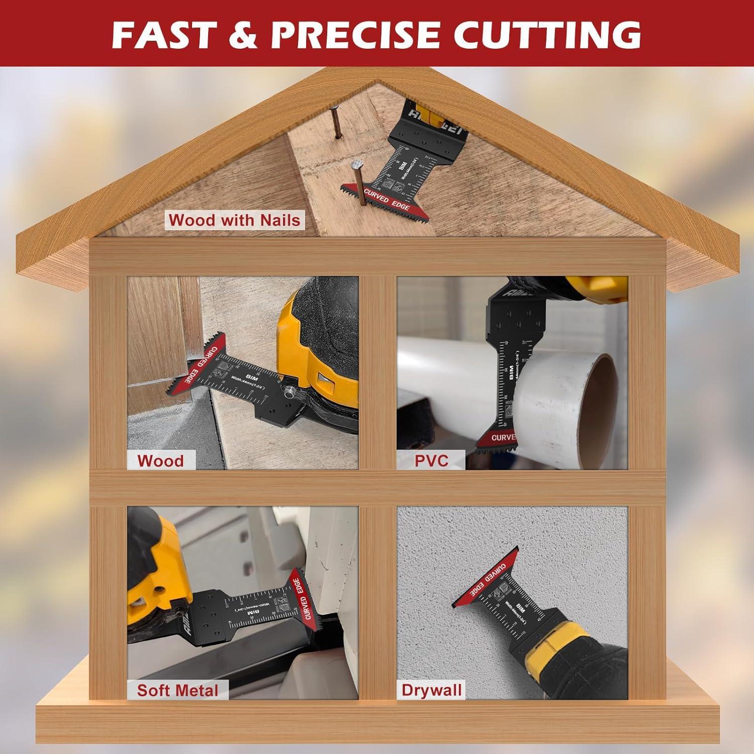 Cuchillas Oscilantes Bi-Metal AMZWEI 10 Pcs 4.45 cm para Metal y Madera