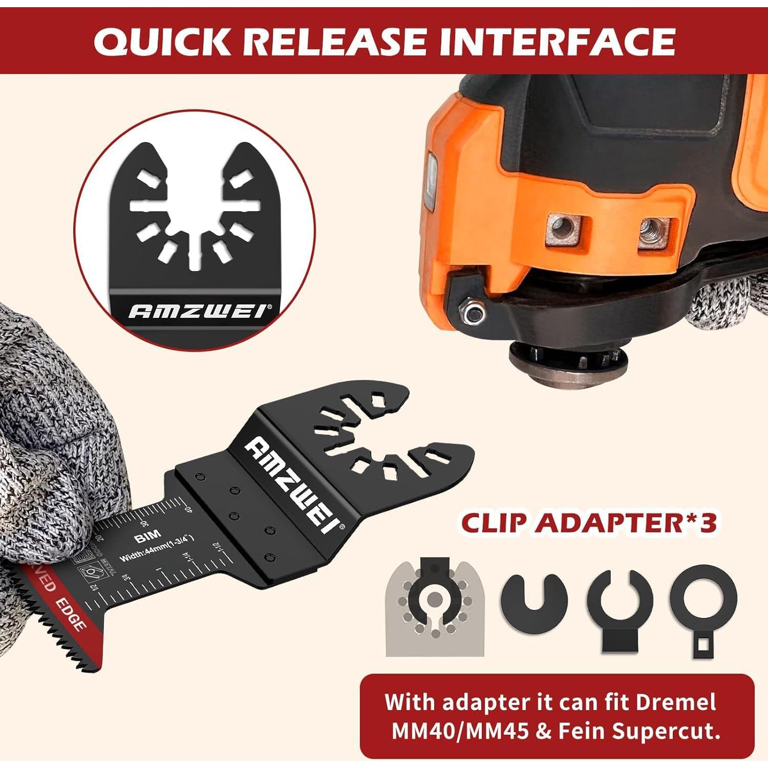 Cuchillas Oscilantes Bi-Metal AMZWEI 10 Pcs 4.45 cm para Metal y Madera