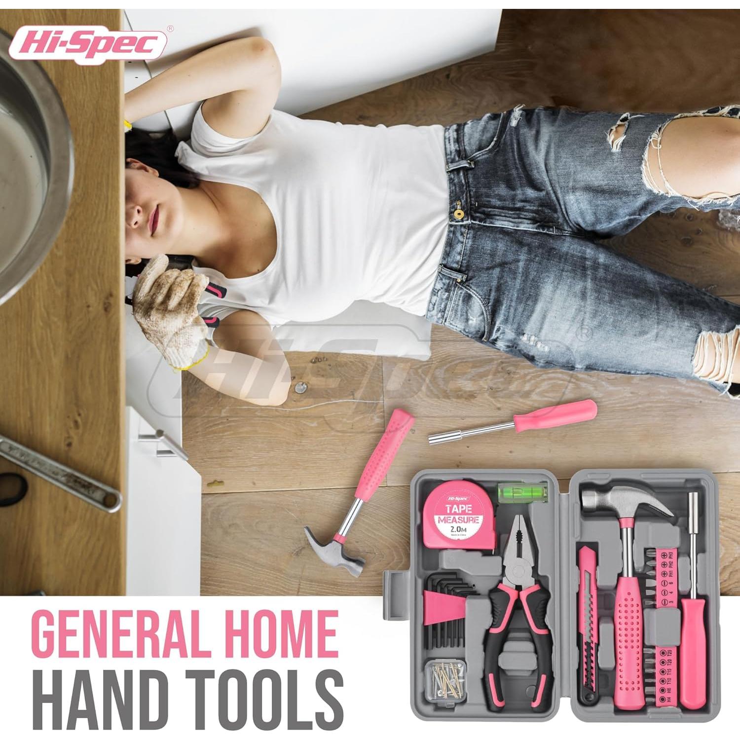 Juego de Herramientas Hi-Spec 25 Piezas Rosa para Damas