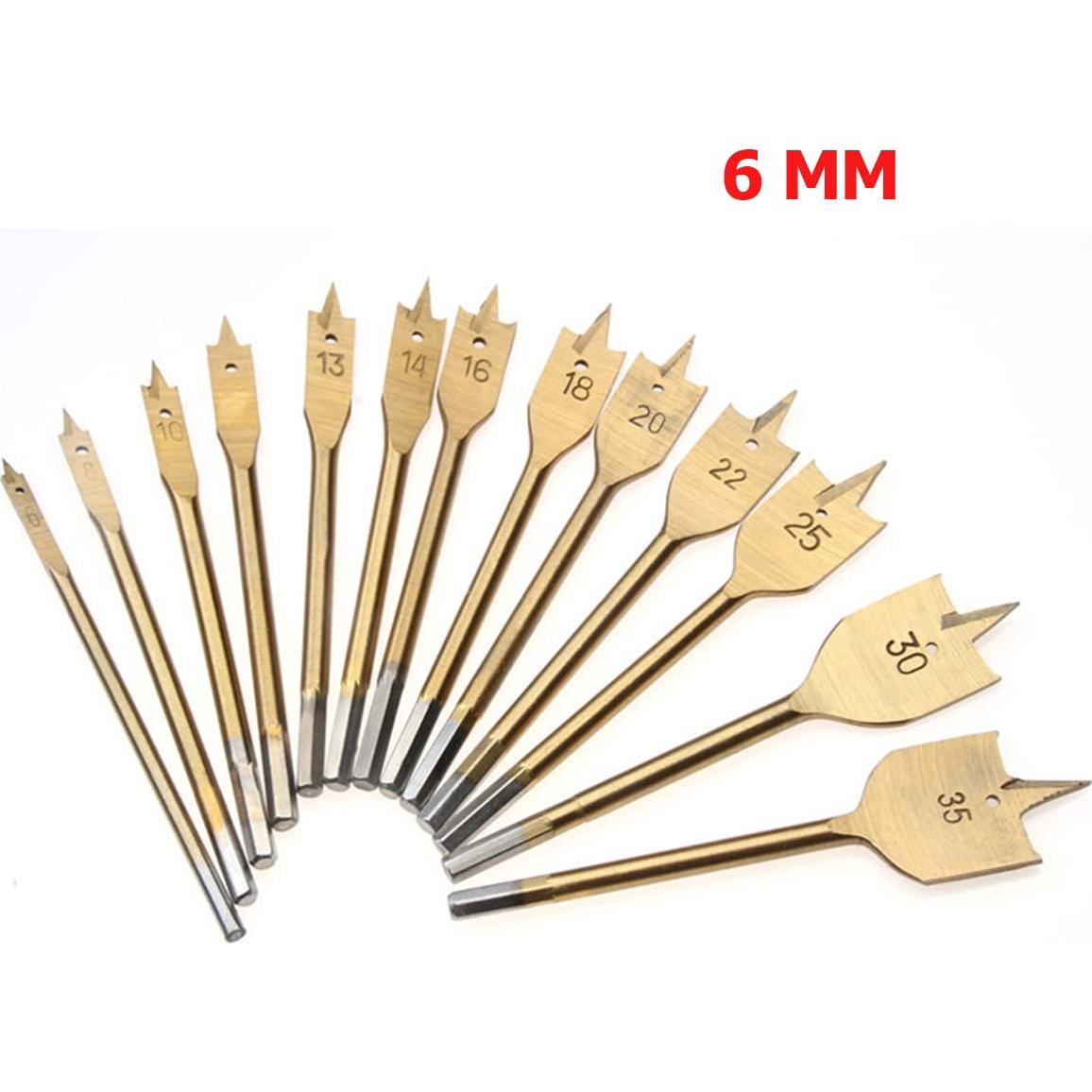 6MM High Carbon Steel Spade Drill Bit,Woodworking Paddle Flat Bit for Wood,Soft & Hardwood,Gypsum Board,Clinker,Foam Box-1PCS Silver