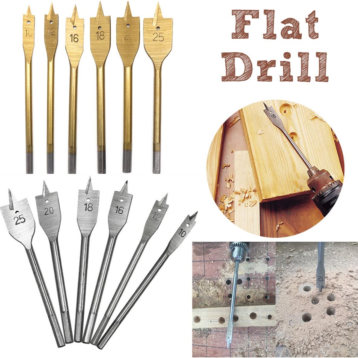 6MM High Carbon Steel Spade Drill Bit,Woodworking Paddle Flat Bit for Wood,Soft & Hardwood,Gypsum Board,Clinker,Foam Box-1PCS Silver