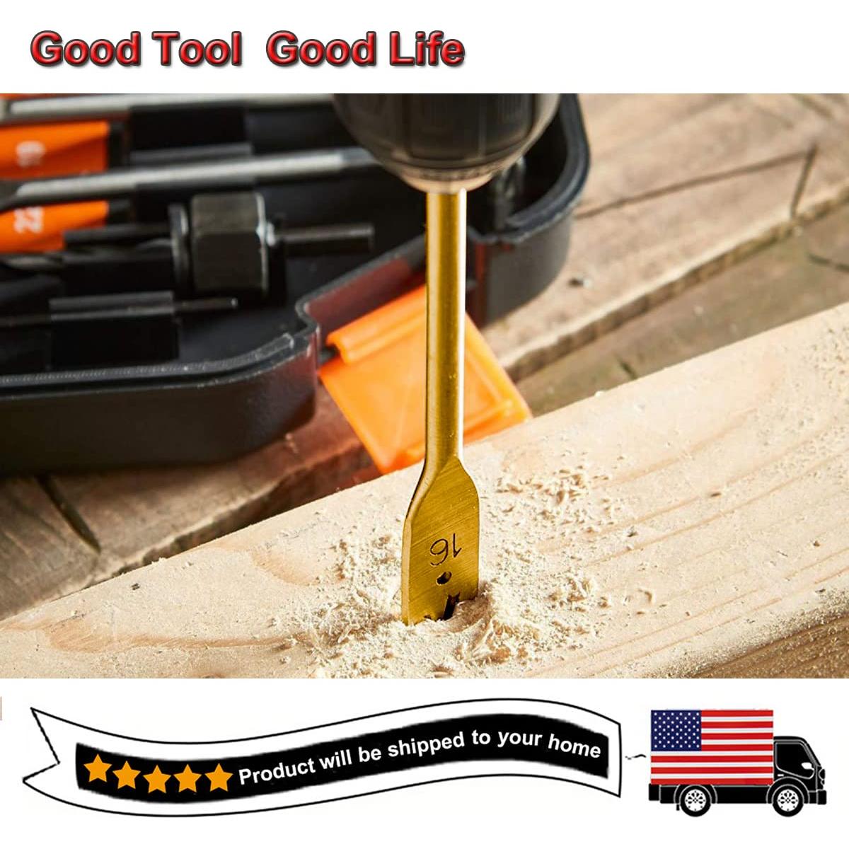 6MM High Carbon Steel Spade Drill Bit,Woodworking Paddle Flat Bit for Wood,Soft & Hardwood,Gypsum Board,Clinker,Foam Box-1PCS Silver