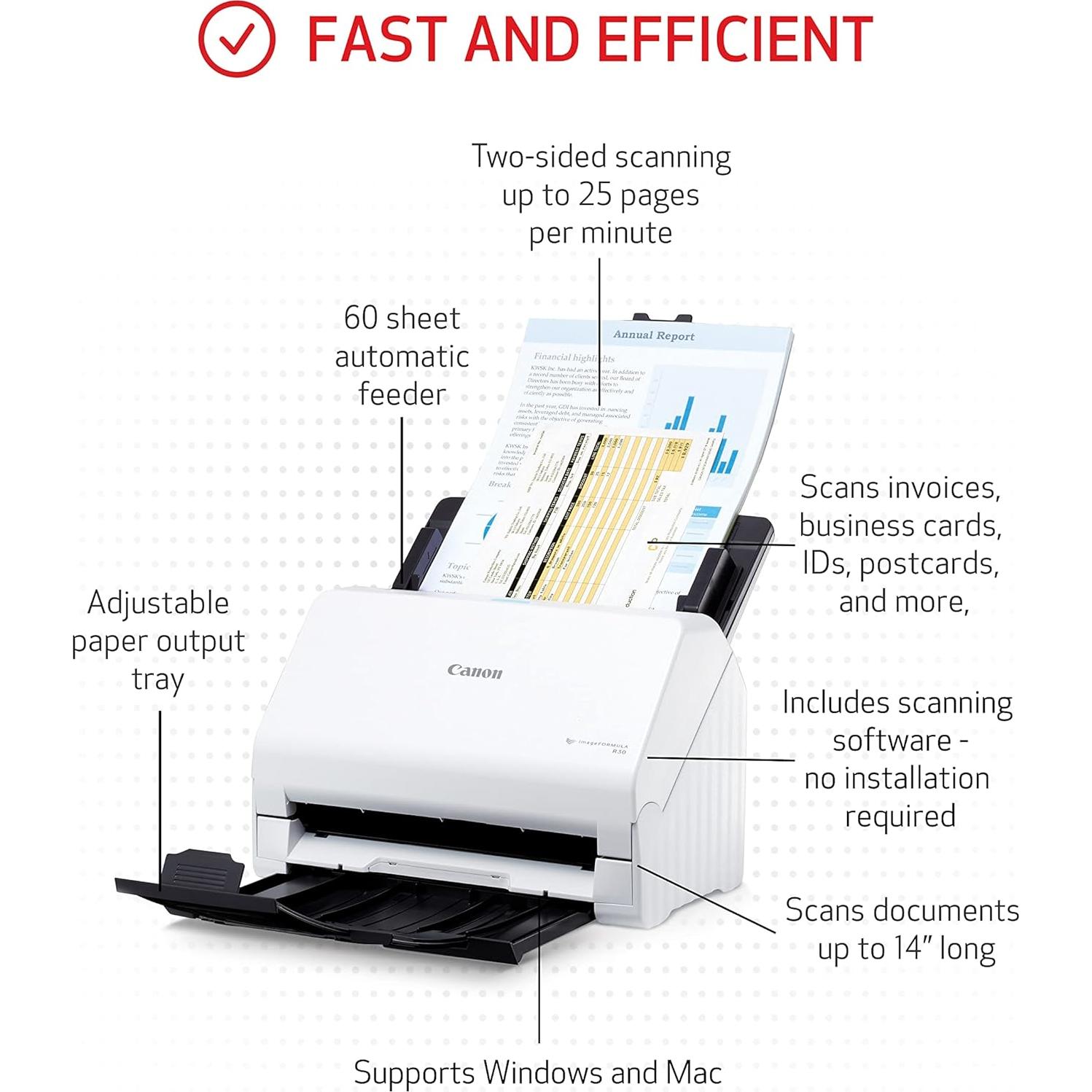 Escáner de Documentos Canon imageFORMULA R30 ADF Dúplex 25ppm