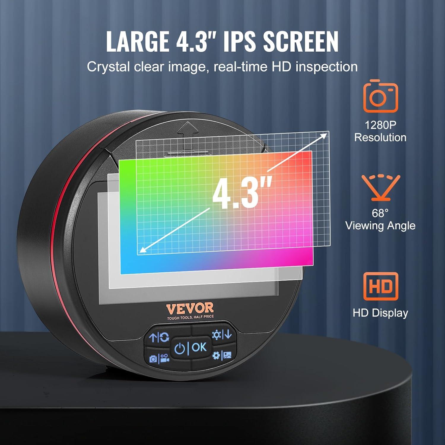 Cámara Endoscópica VEVOR Lente Triple 4.3" (10.9 cm) IP67