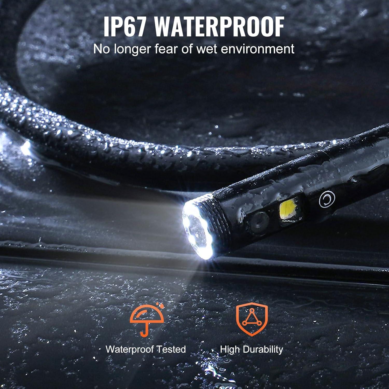 Cámara Endoscópica VEVOR Lente Triple 4.3" (10.9 cm) IP67