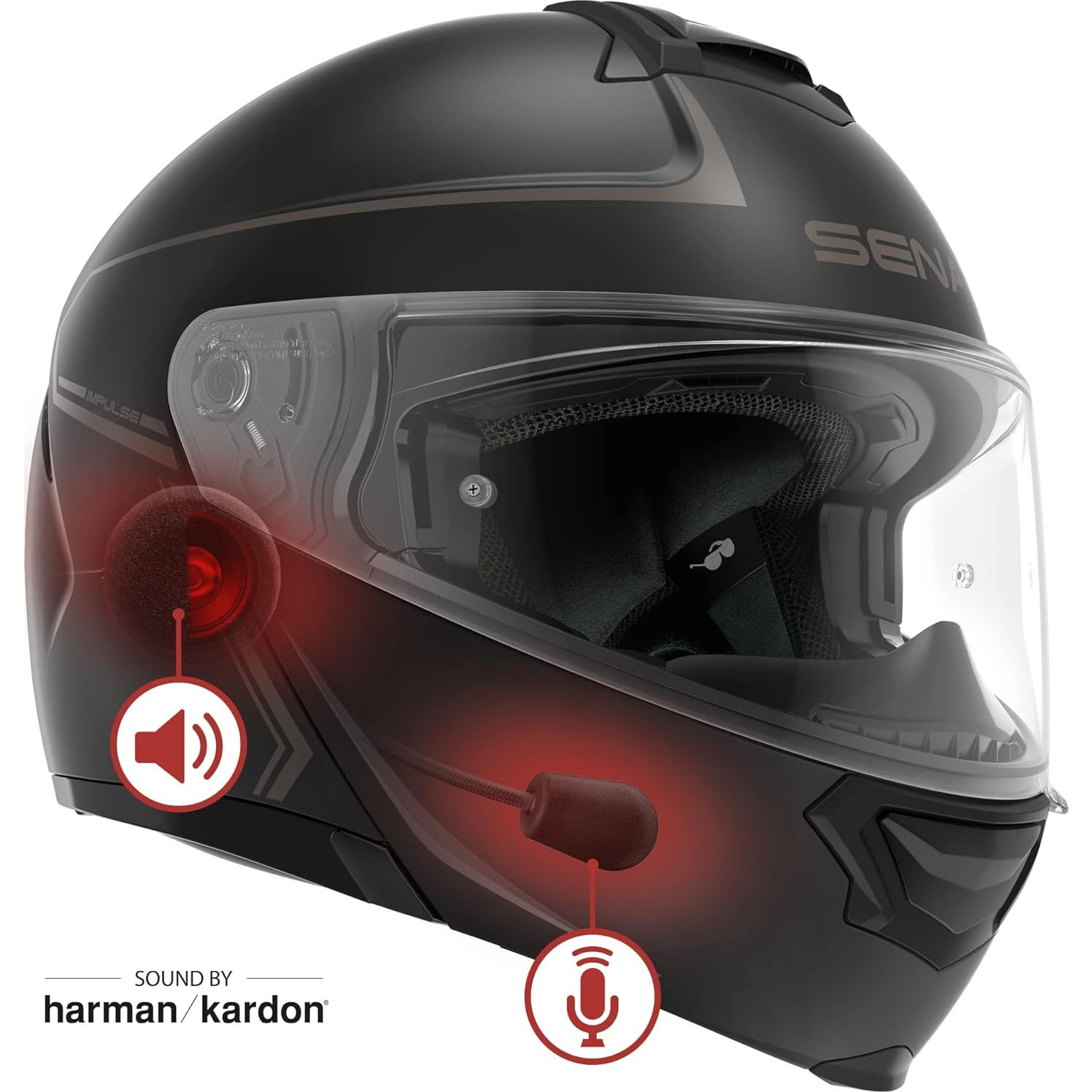 Casco Modular Sena Impulse DOT Bluetooth Harman Kardon Blanco Pequeño