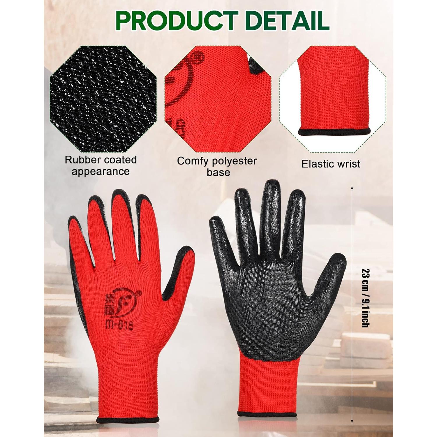 Guantes de Jardinería Nuogo 24 Pares Goma Protección