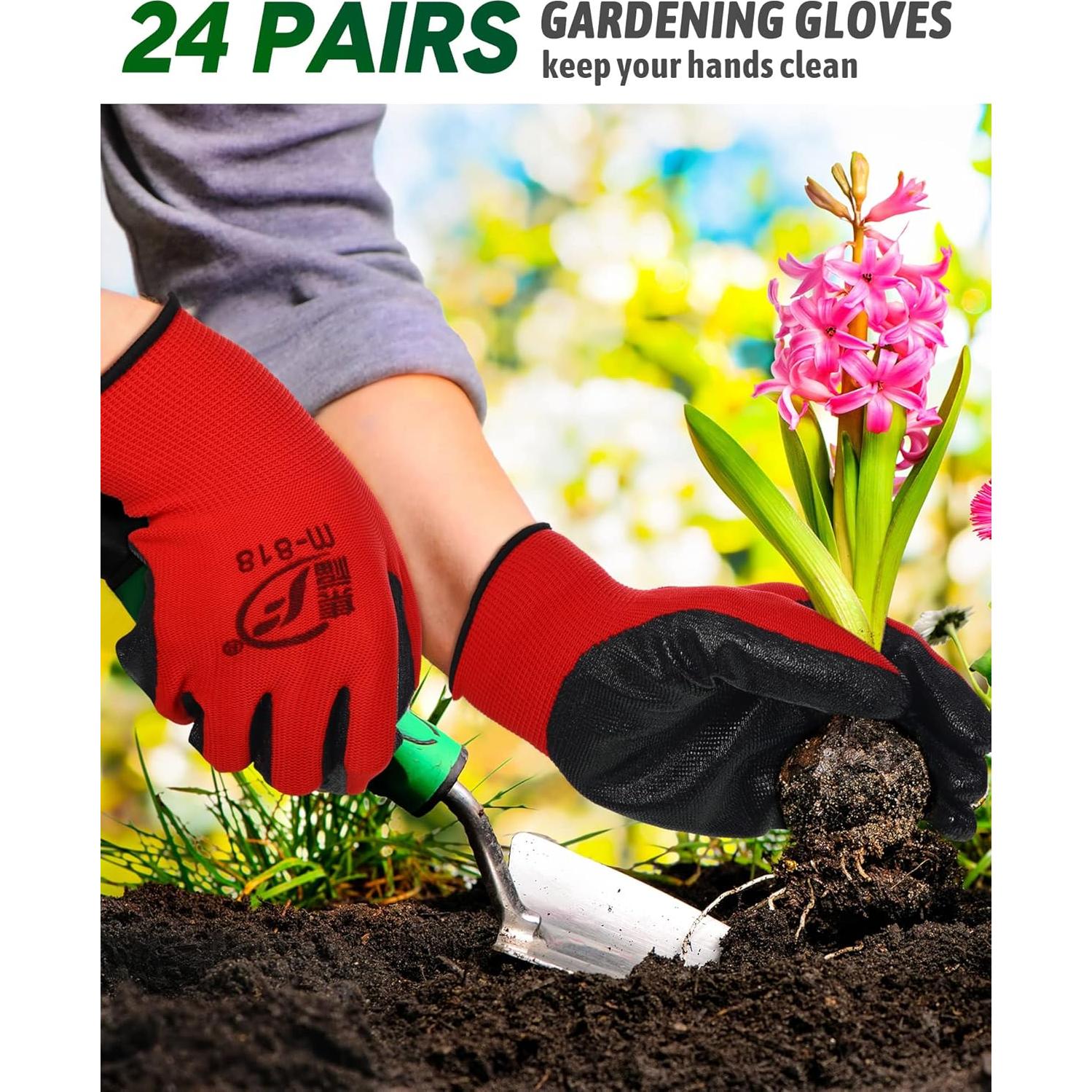 Guantes de Jardinería Nuogo 24 Pares Goma Protección