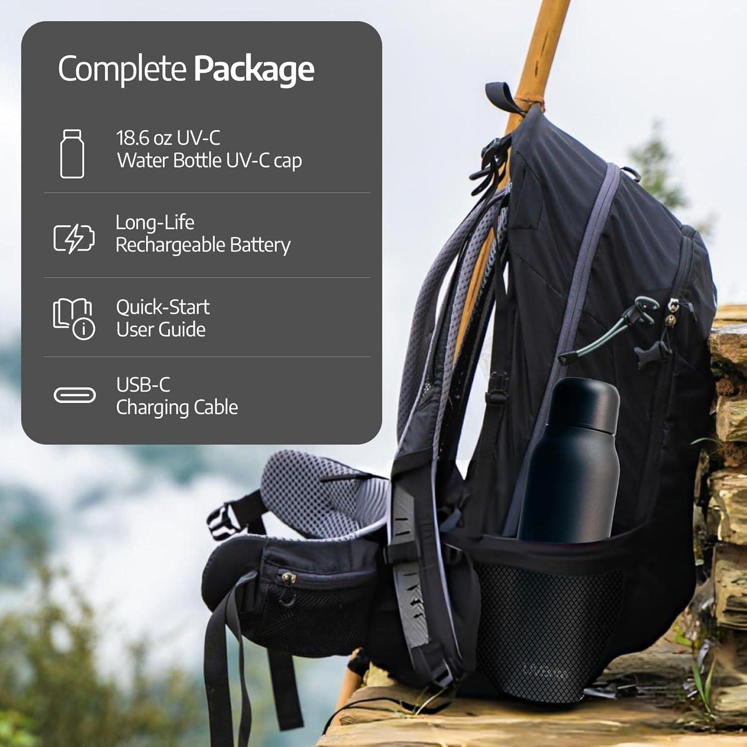 Botella UV autolimpiante UVBRITE 550ml acero inoxidable termoaislada