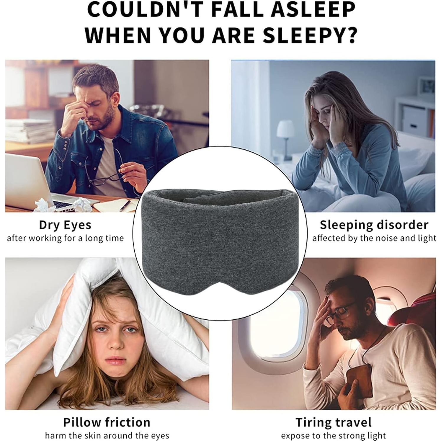 Máscara de Sueño SUWEISHI Algodón 100% Ajustable Negro