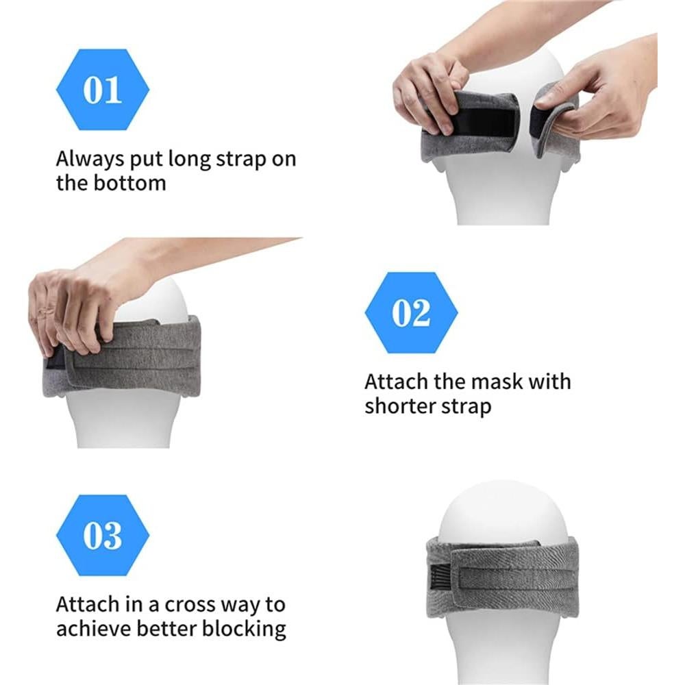 Máscara de Sueño SUWEISHI Algodón 100% Ajustable Negro