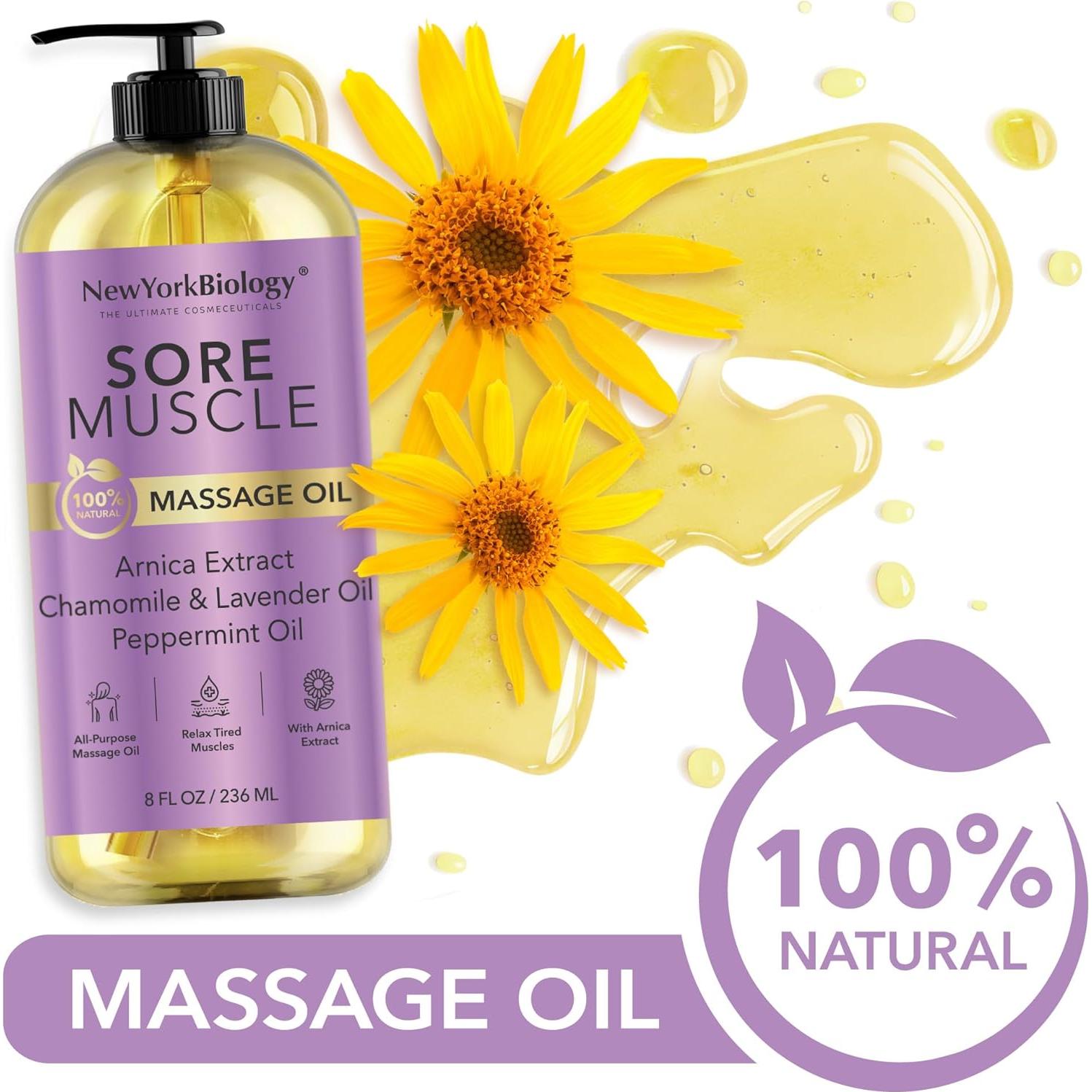 Aceite de Masaje Corporal Nueva York Biología 237 ml - 100% Natural