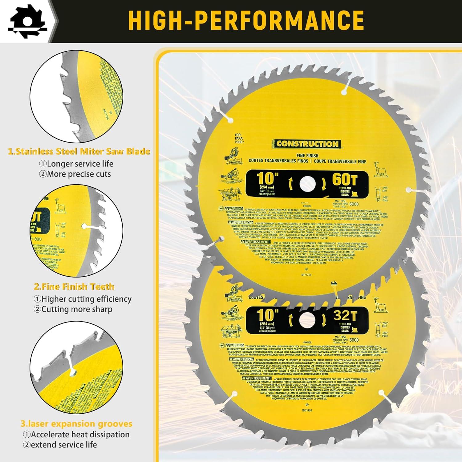 Paquete de 2 Hojas de Sierra Circular 10" 32T y 60T OEM