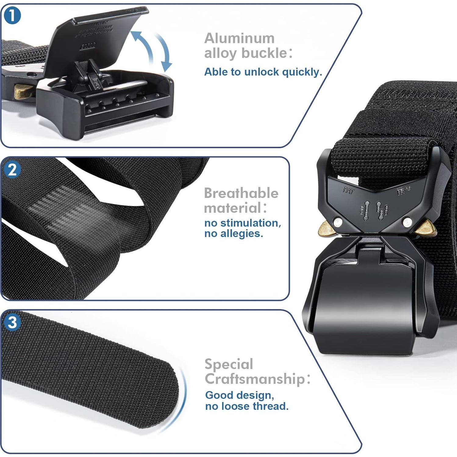 Cinturón Táctico Nylon Hombre 115 cm Hebilla Rápida